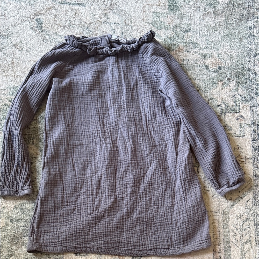 H&M Girls Long Sleeve Gauze Tunic Dress in Dusty Mauve